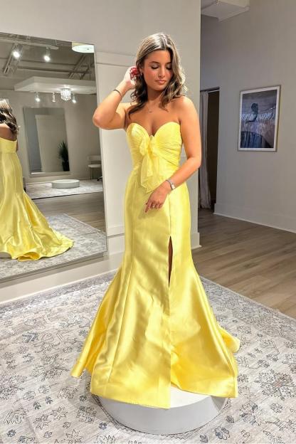 Strapless Sleeveless Long Mermaid Split Formal Dress With Tulle