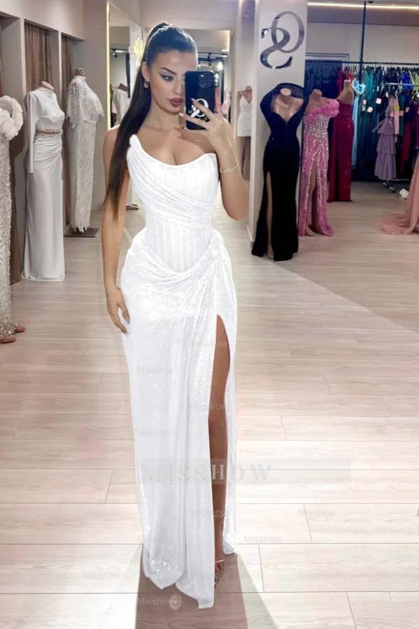 Strapless Sleeveless Mermaid Long Formal Dress With High Split