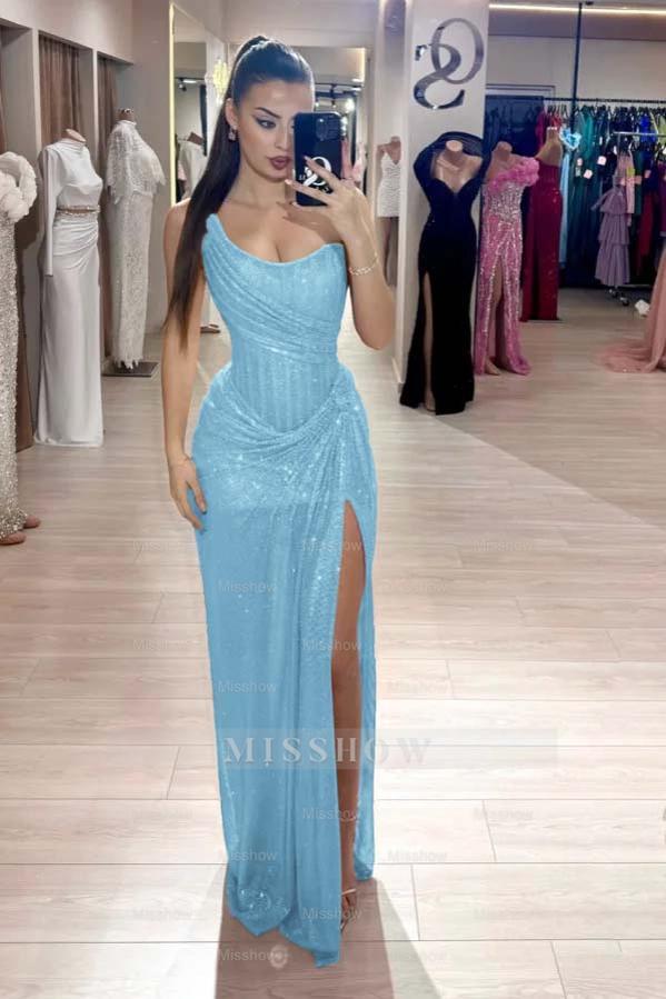 Strapless Sleeveless Mermaid Long Formal Dress With High Split