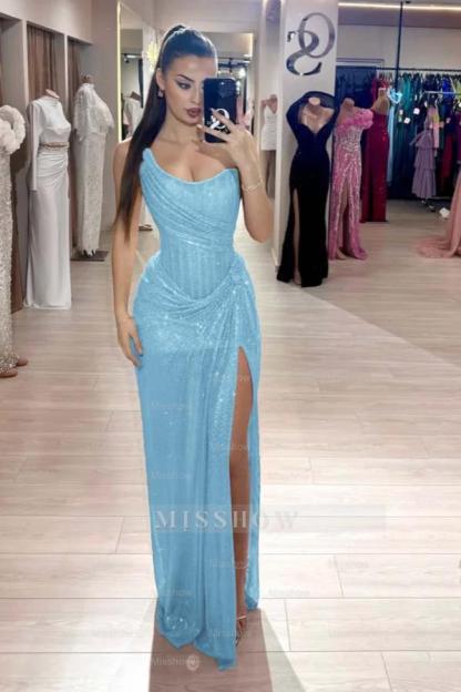 Strapless Sleeveless Mermaid Long Formal Dress With High Split