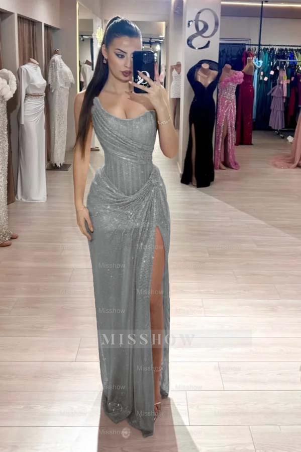 Strapless Sleeveless Mermaid Long Formal Dress With High Split