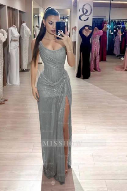 Strapless Sleeveless Mermaid Long Formal Dress With High Split