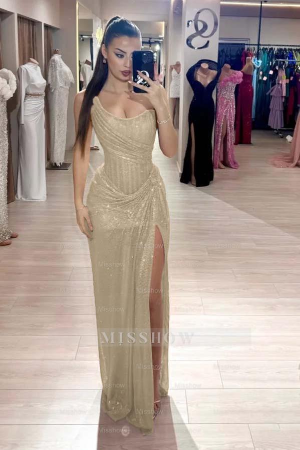 Strapless Sleeveless Mermaid Long Formal Dress With High Split
