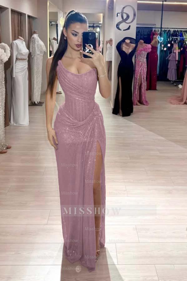 Strapless Sleeveless Mermaid Long Formal Dress With High Split