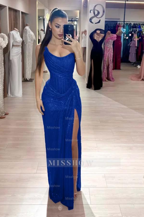 Strapless Sleeveless Mermaid Long Formal Dress With High Split