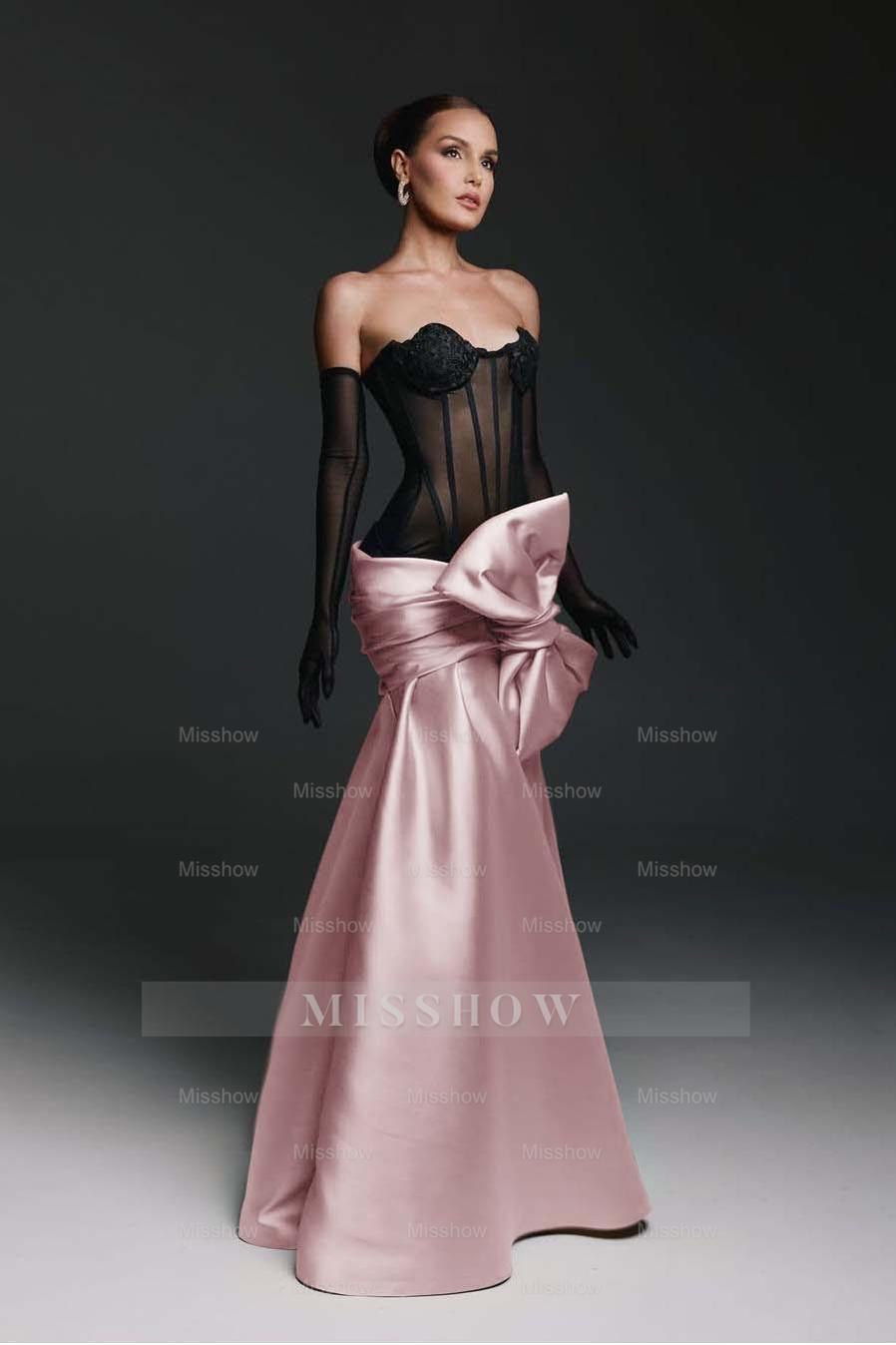 Strapless Sweetheart Sleeveless Long Mermaid Formal Dress With Gloves