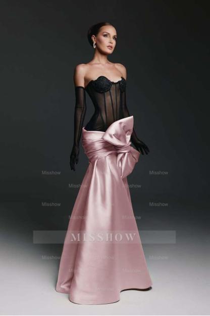 Strapless Sweetheart Sleeveless Long Mermaid Formal Dress With Gloves