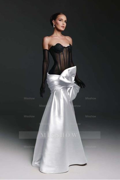 Strapless Sweetheart Sleeveless Long Mermaid Formal Dress With Gloves