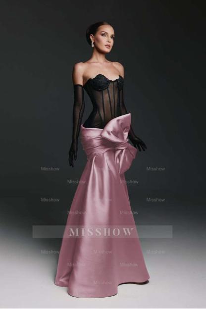 Strapless Sweetheart Sleeveless Long Mermaid Formal Dress With Gloves