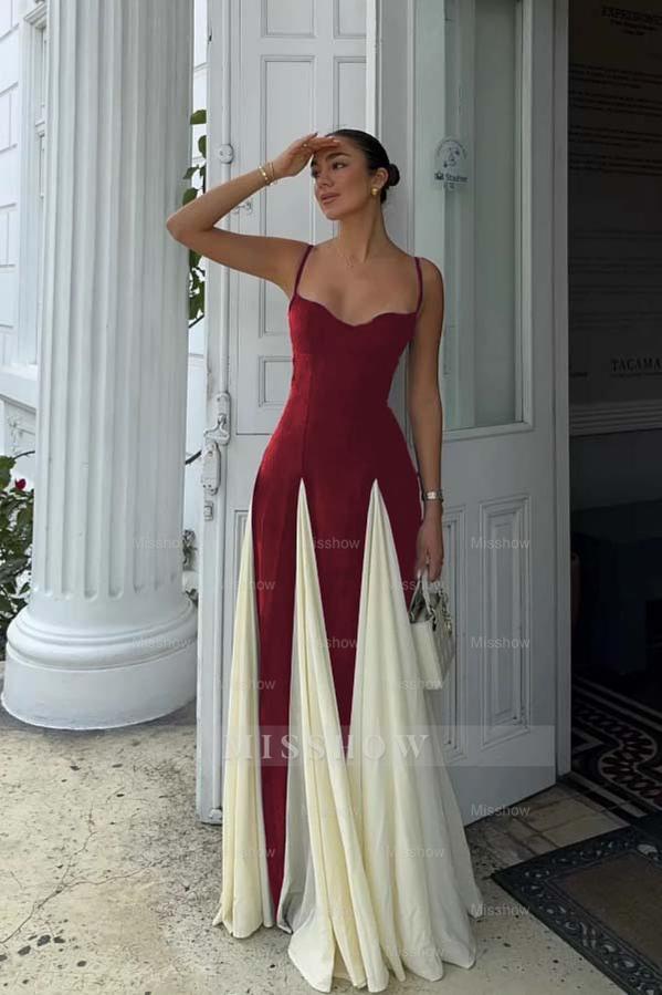 Sweetheart Spaghetti Strap Sleeveless Long Formal Dress With Ruffles