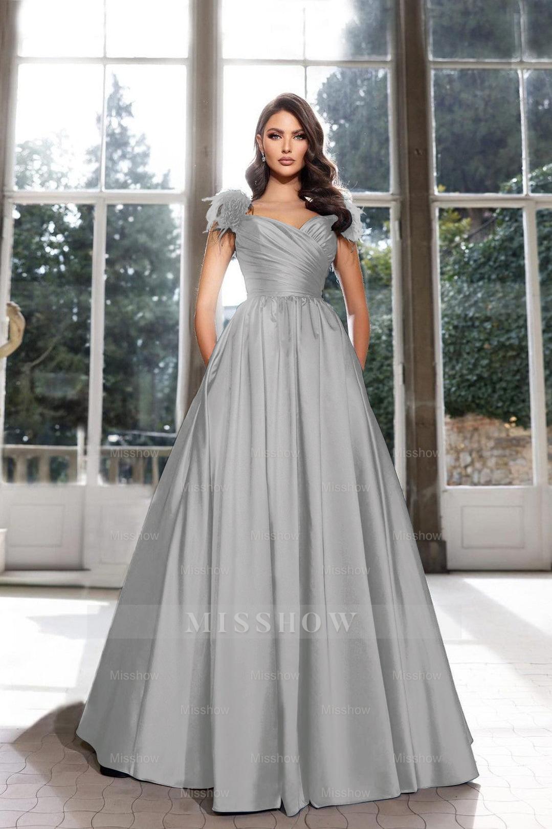 Tassel Sleeveless Straps A Line Long Formal Dress Pleated Dark Navy