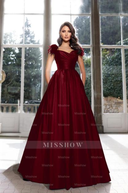 Tassel Sleeveless Straps A Line Long Formal Dress Pleated Dark Navy