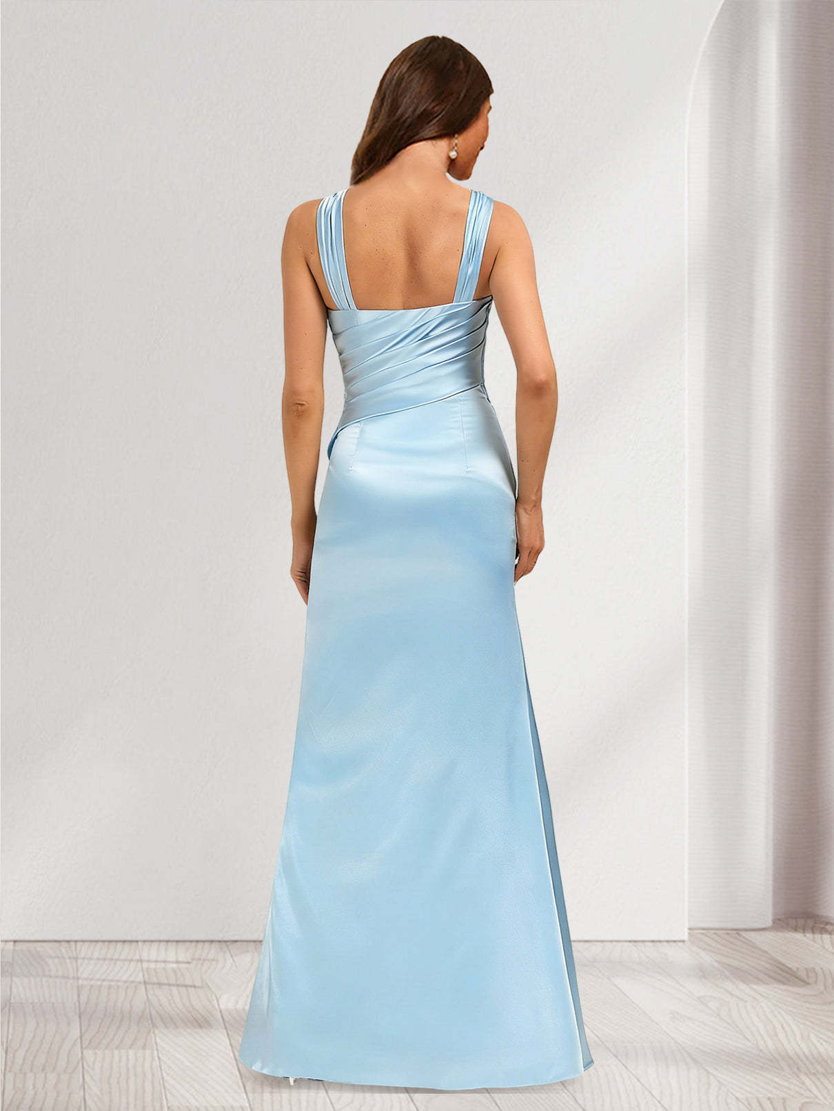 Trumpet Mermaid Asymmetrical One Shoulder Sleeveless Ruched Bridesmaid Dresses