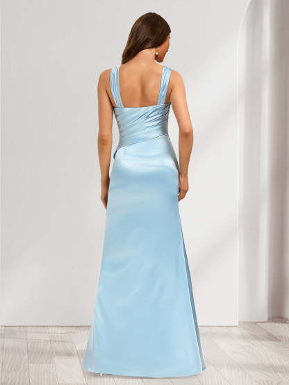 Trumpet Mermaid Asymmetrical One Shoulder Sleeveless Ruched Bridesmaid Dresses