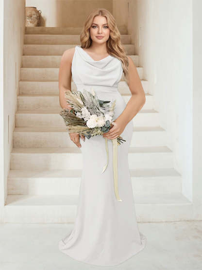 Trumpet Mermaid Cowl Neck Sleeveless Ruched Plus Size Bridesmaid Dresses
