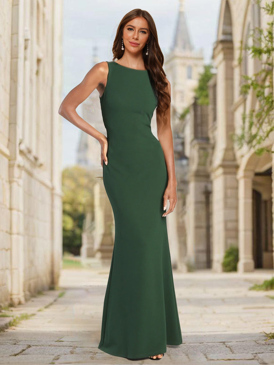 Trumpet Mermaid Scoop Floor Length Bridesmaid Dresses