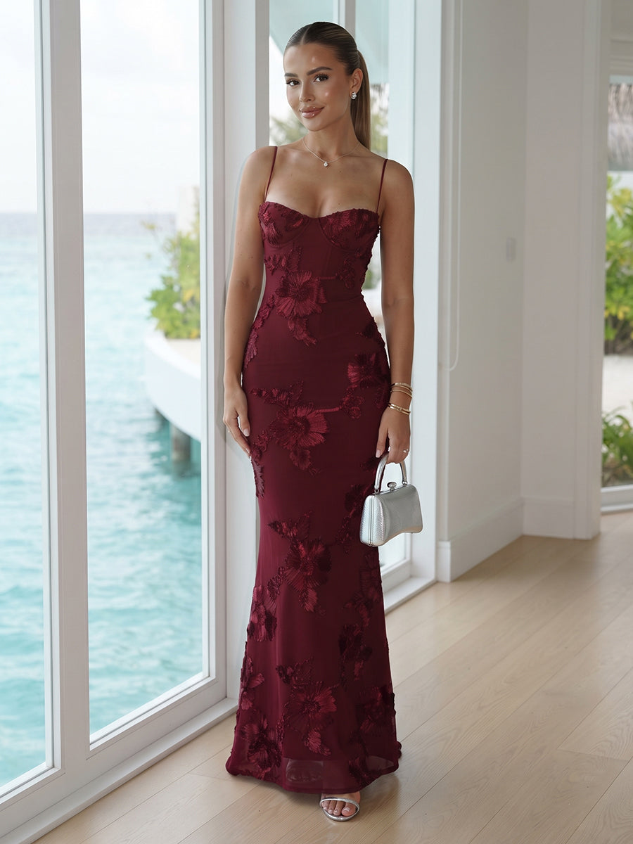 Trumpet Mermaid Spaghetti Straps Sleeveless Long Bridesmaid Dresses with Embroidery