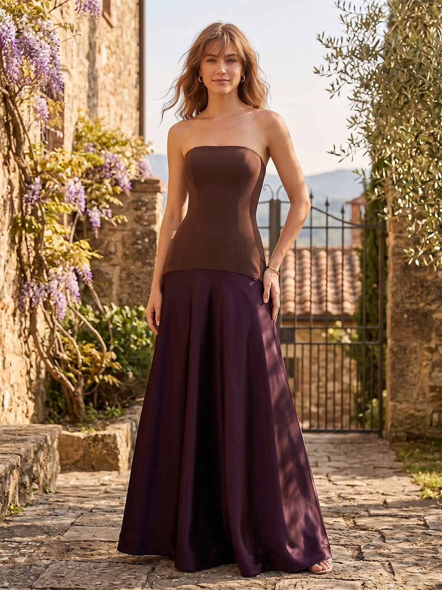 Trumpet Mermaid Strapless Sleeveless Floor Length Bridesmaid Dresses