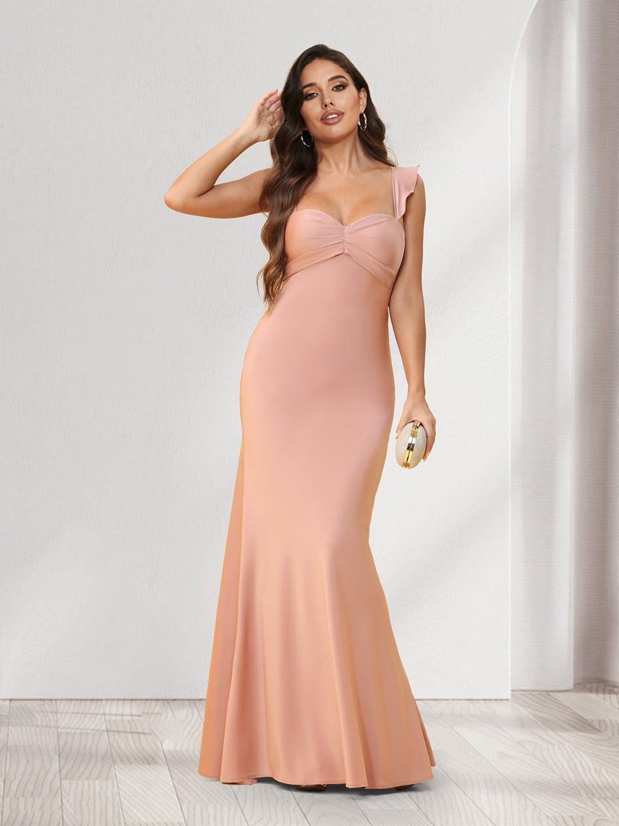 Trumpet Mermaid Sweetheart Floor Length Ruched Bridesmaid Dresses