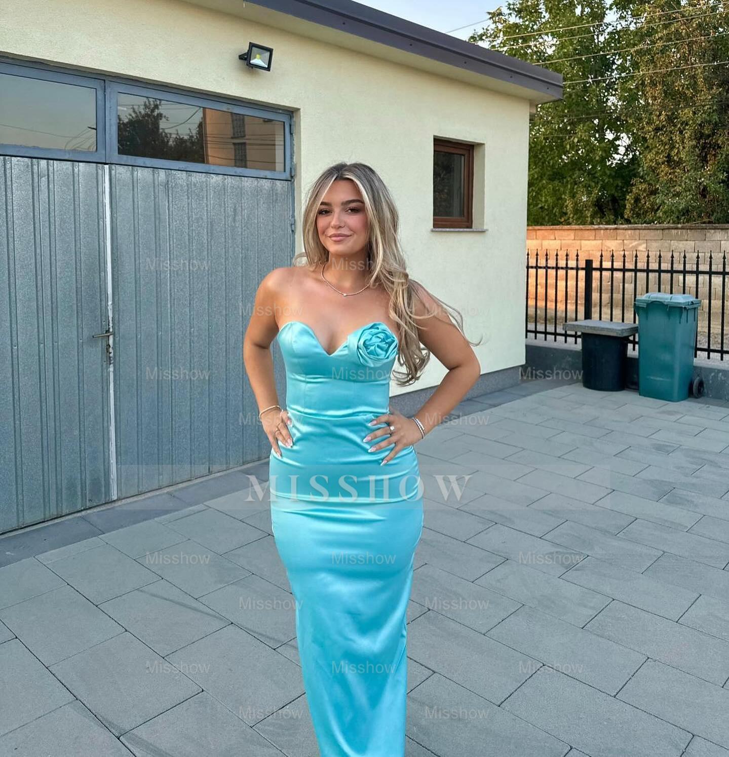 Unique Pool Sweetheart Sleeveless Long Mermaid Evening Dress with 3D Flowers