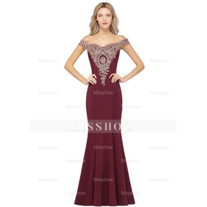 Vintage Column Off-The-Shoulder Sleeveless Satin Prom Dress