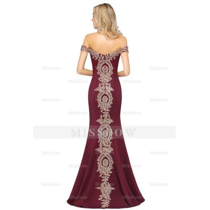 Vintage Column Off-The-Shoulder Sleeveless Satin Prom Dress