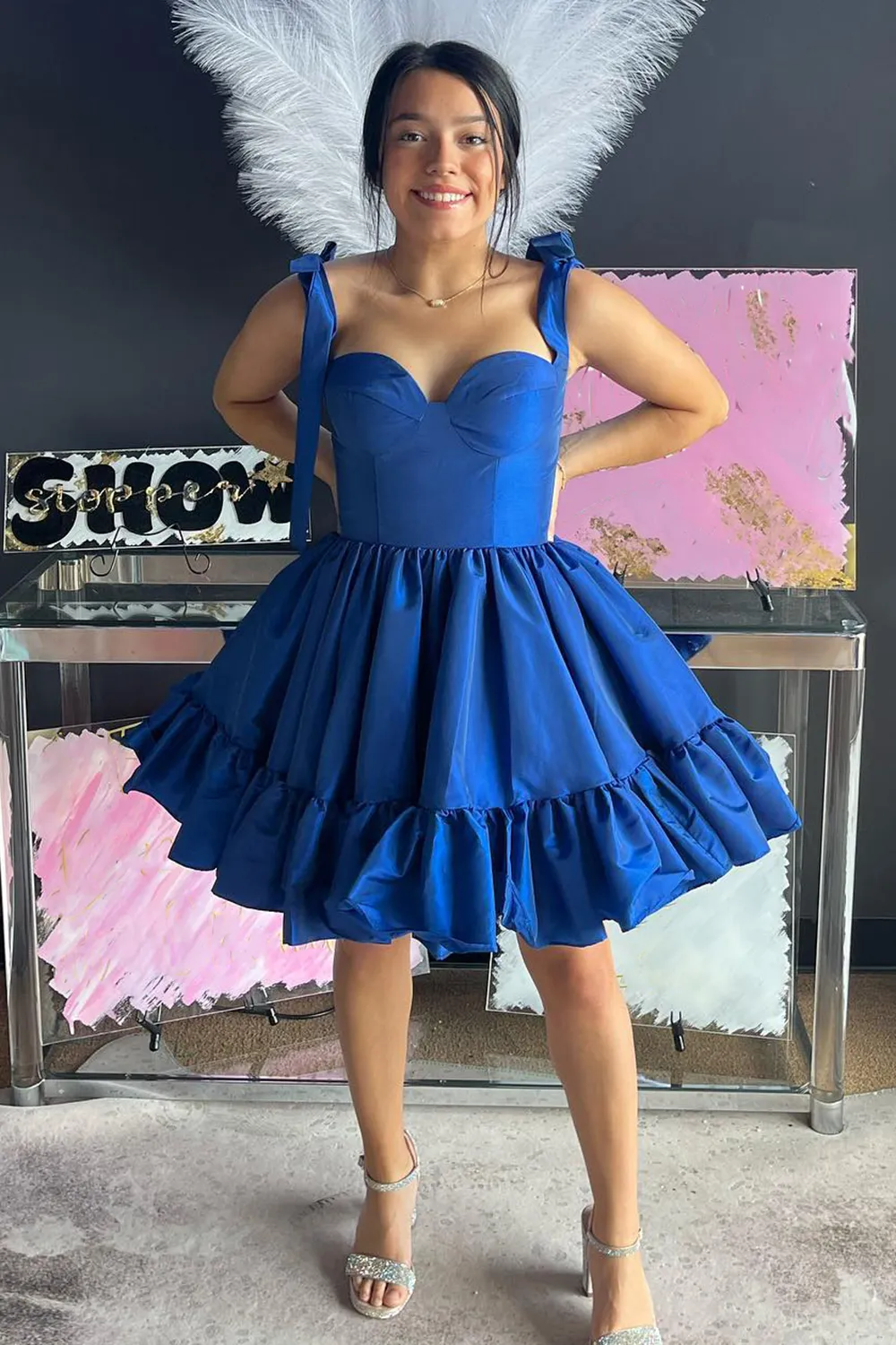 Princess A Line Spaghetti Straps Hot Pink Short Cocktail Dress With Ruched