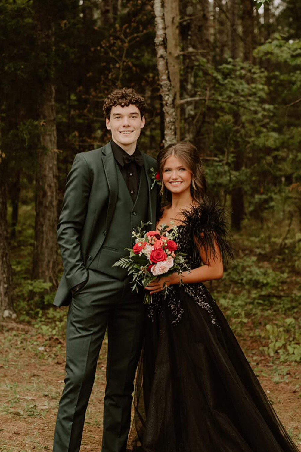 Men's Dark Green Formal Prom Suits with Notched Lapel 3-Piece Set