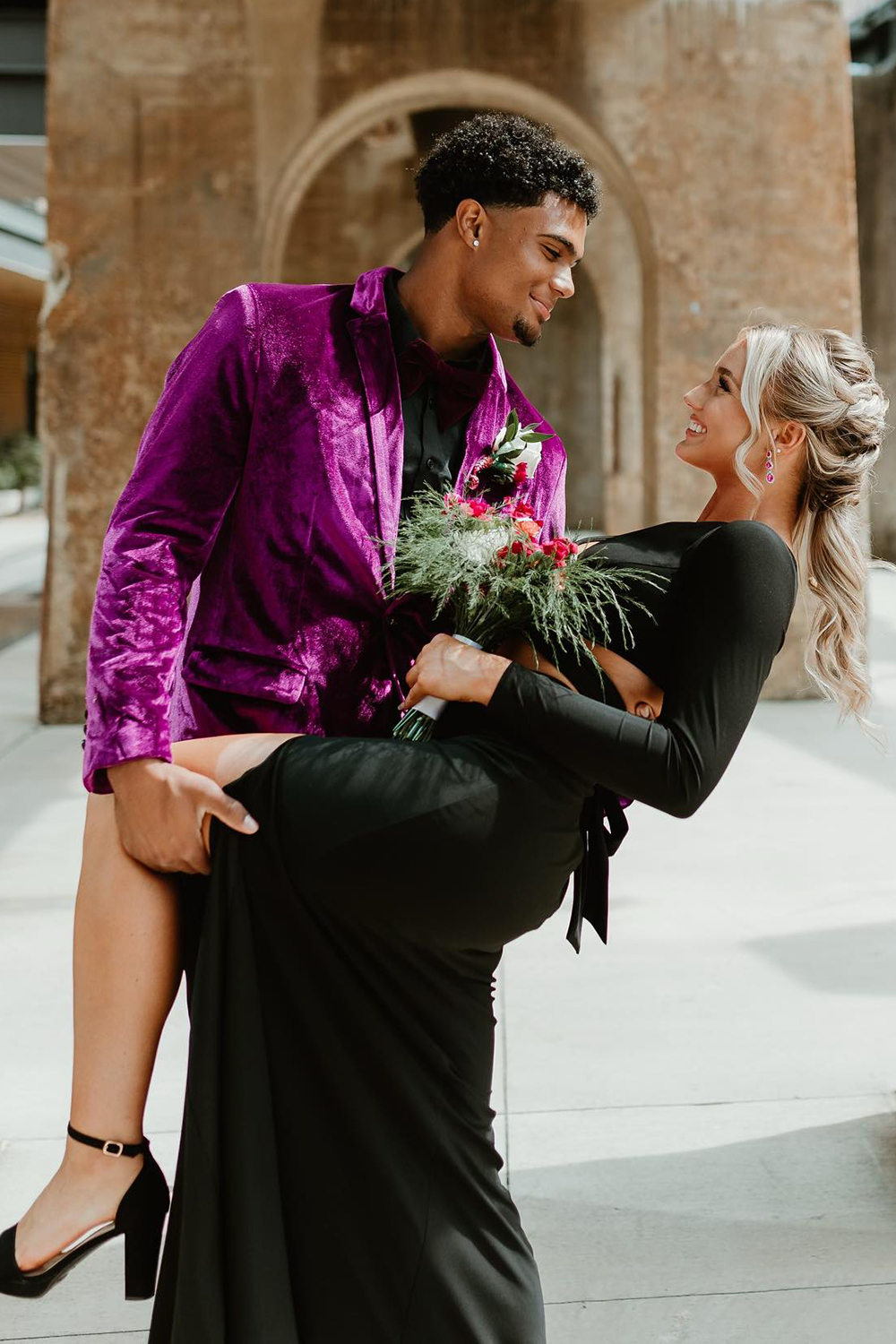 Men's 2-Piece Prom Suits with Purple Velvet Notched Lapel