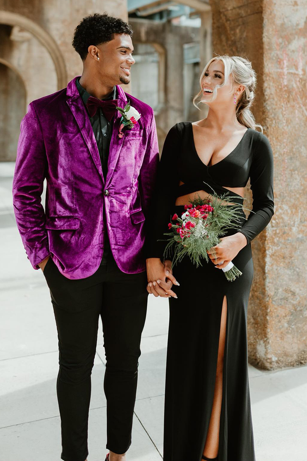 Men's 2-Piece Prom Suits with Purple Velvet Notched Lapel