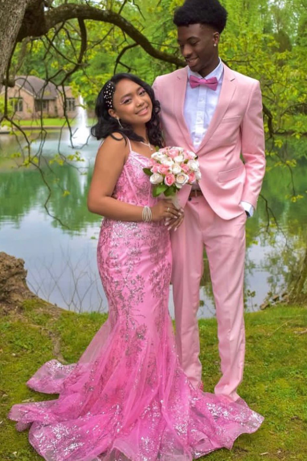Men's Light Pink Prom Suits with Notched Lapel and One Button 2-Piece Set