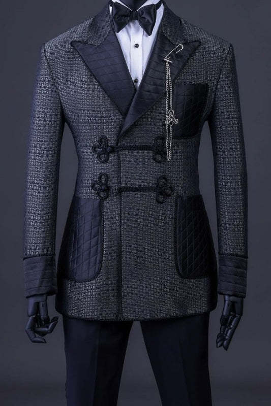 Dark Grey Notched Lapel Two-Piece Bespoke Prom Suits