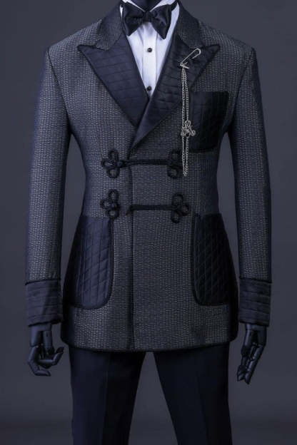 Dark Grey Notched Lapel Two-Piece Bespoke Prom Suits