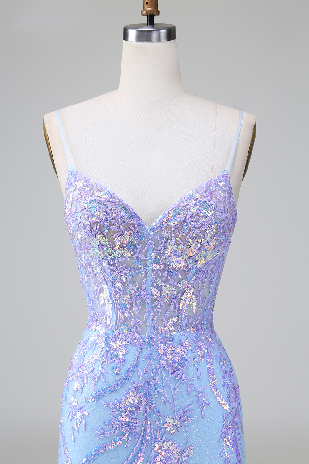 Blue Spaghetti Straps Sequins Bodycon Short Cocktail Dress