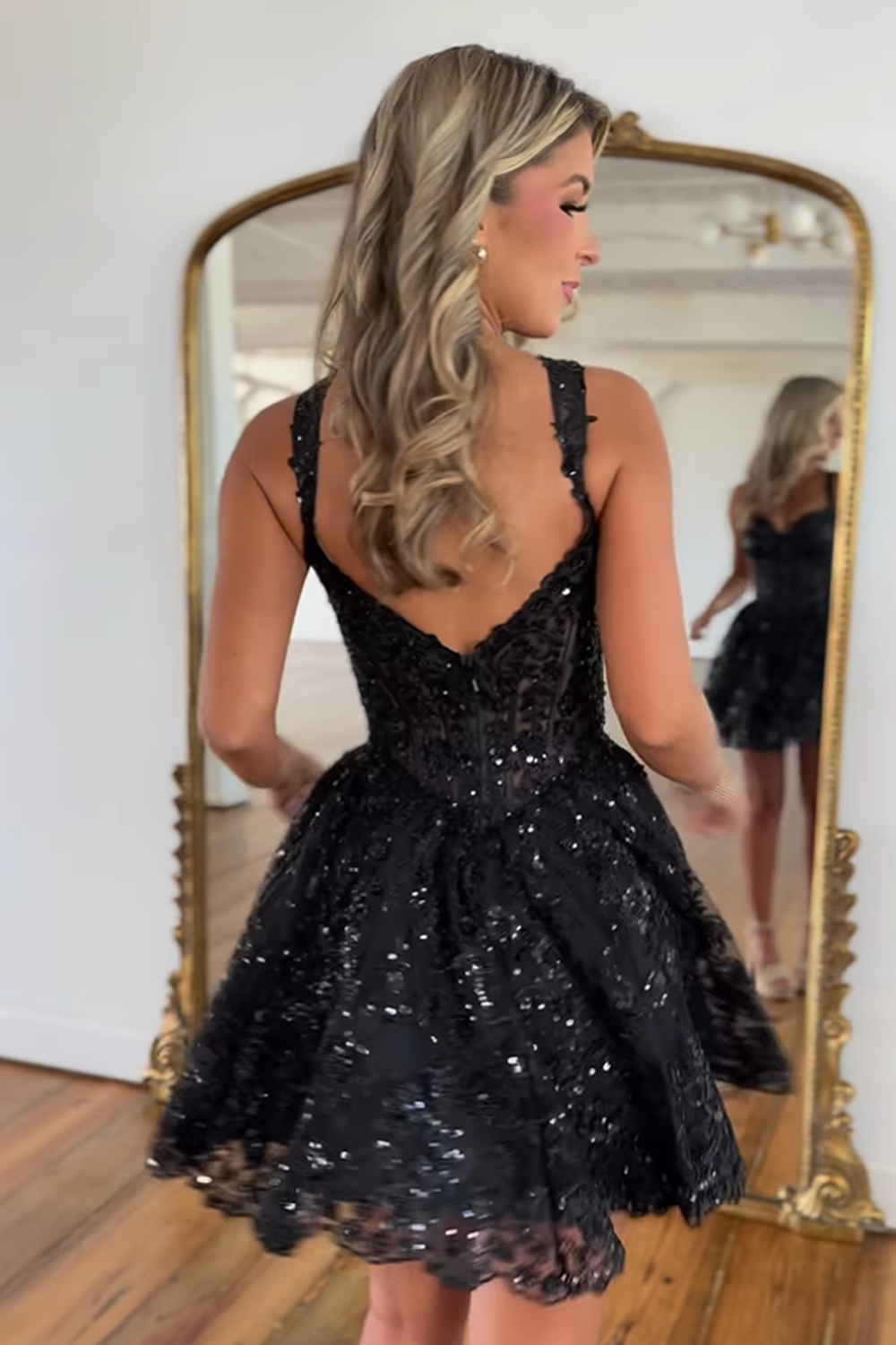 Sparkly Light Blue A Line Off The Shoulder Corset Cocktail Dress With Tiered Lace