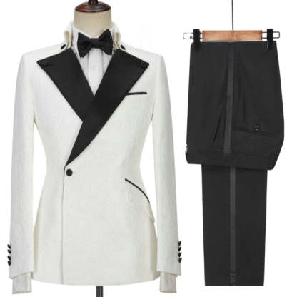 White Peaked Lapel Two-Piece Custom Prom Ensemble