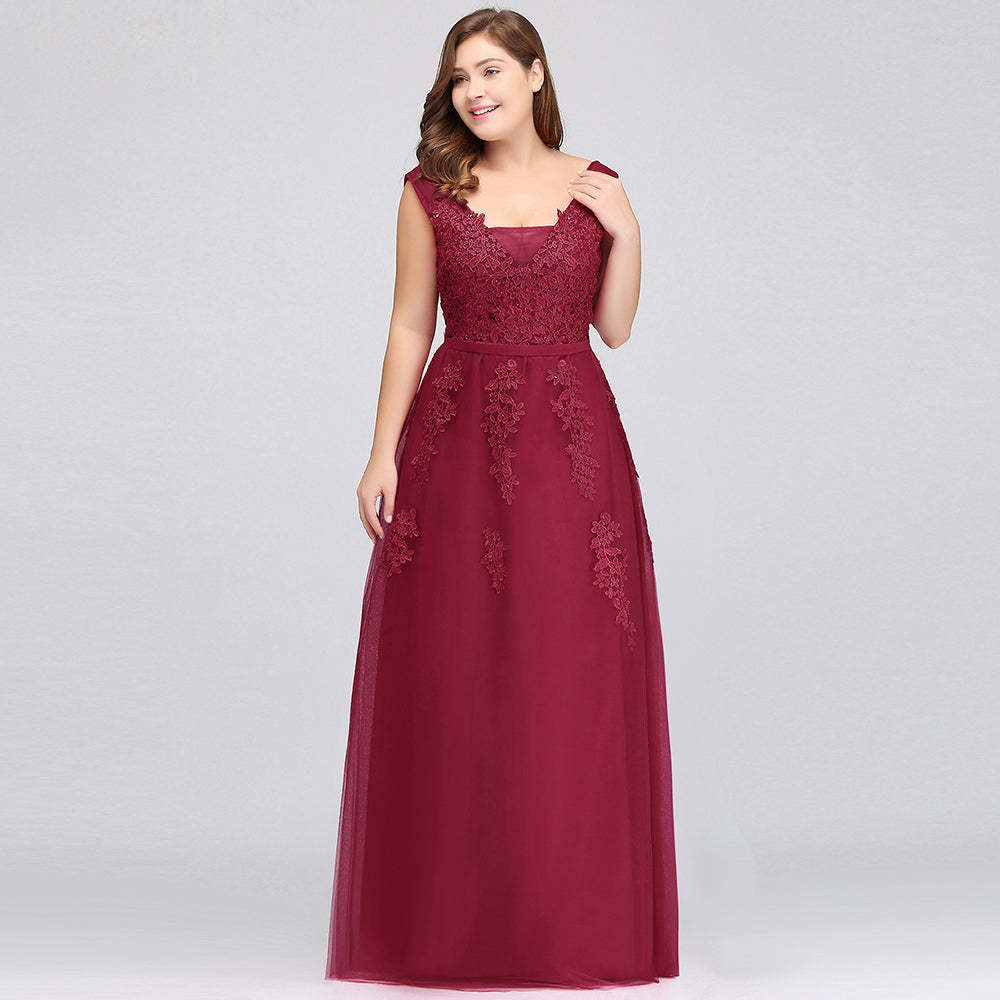 A-Line Bateau Long Plus size Sleeveless Graduation Dresses with Appliques
