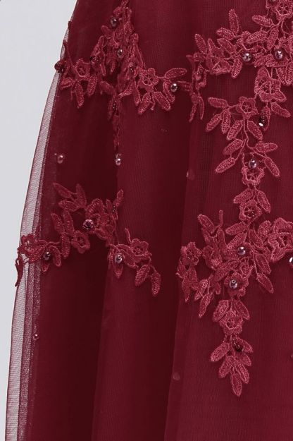 A-Line Crew Floor Length Sleeveless Plus size Tulle Appliqued Graduation Dresses with Crystals