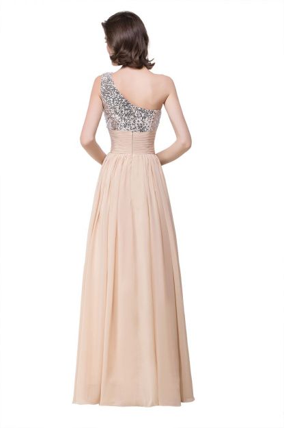 A-line Floor-length Chiffon Evening Dress with Sequined