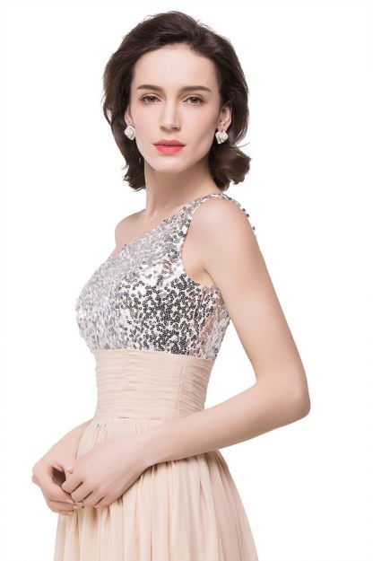 A-line Floor-length Chiffon Evening Dress with Sequined