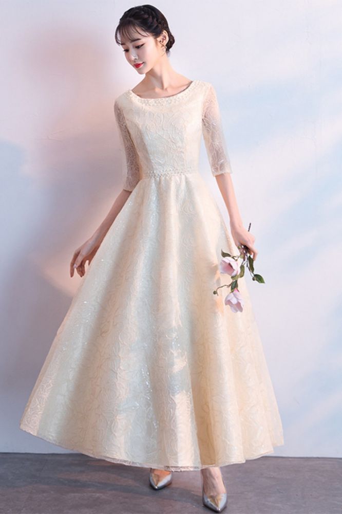 A-line Floor Length Plus Size Lace Appliques Graduation Dresses/Formal Evening Gowns