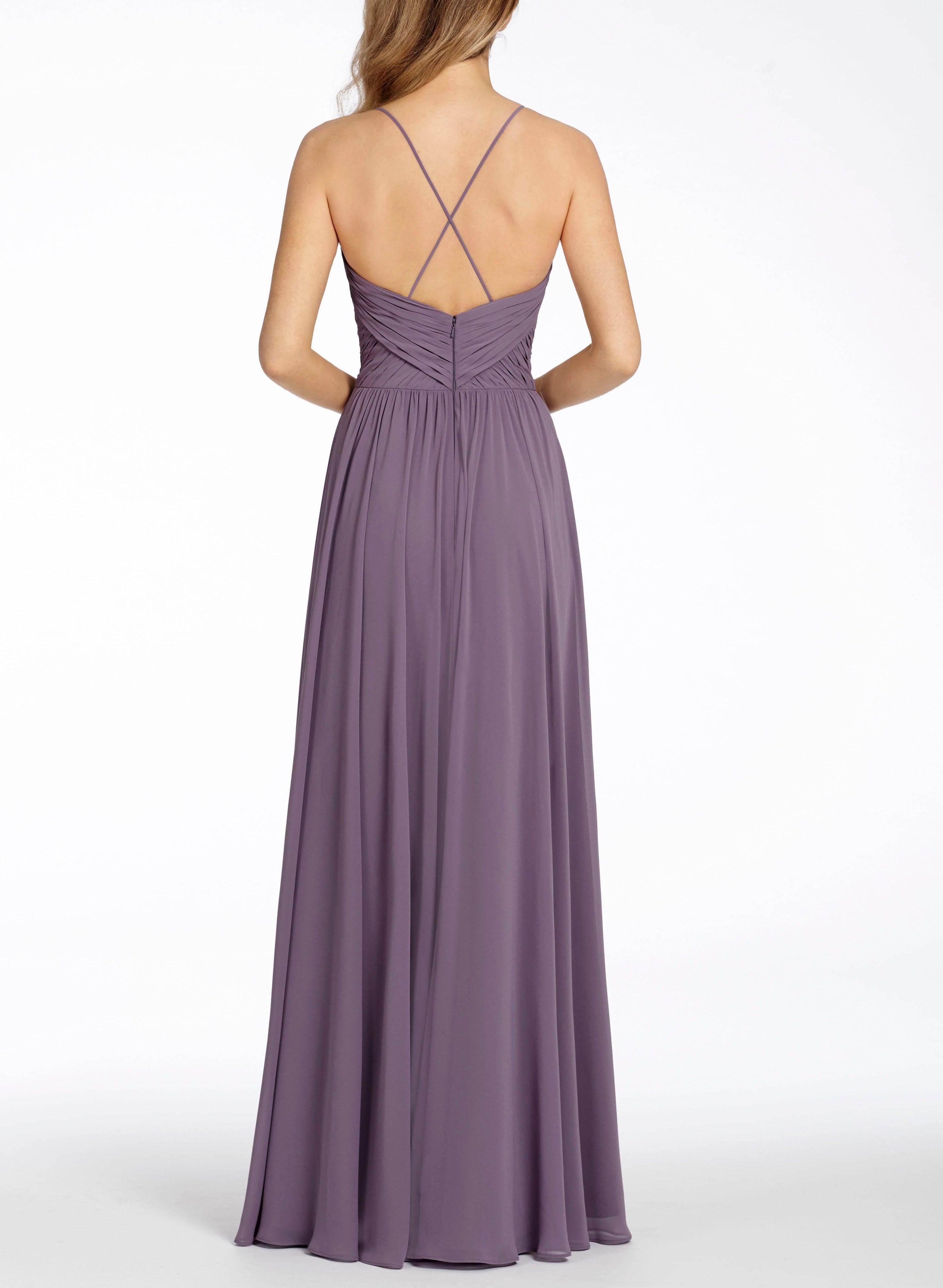 A-Line Open Back V-neck Bridesmaid Dresses