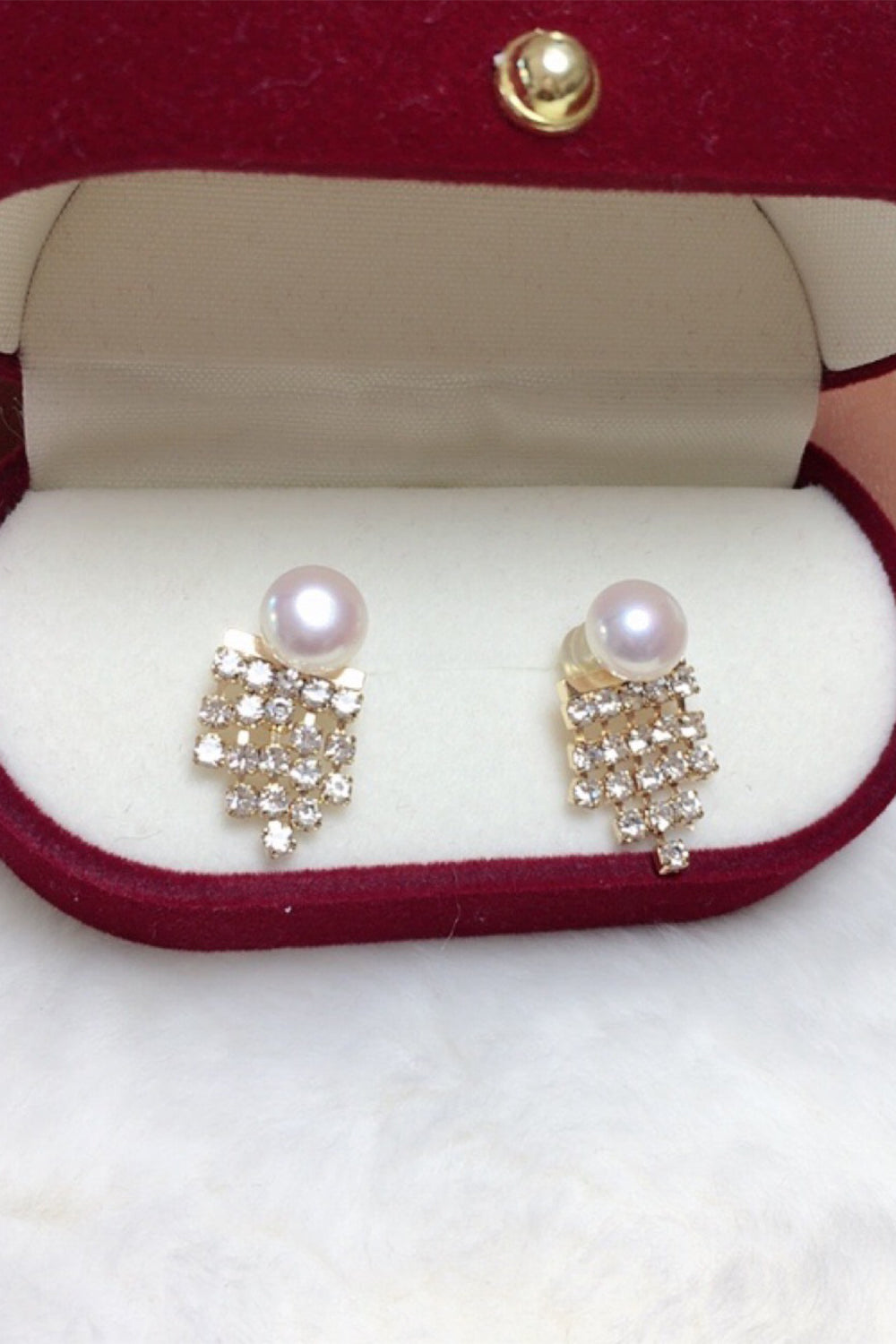 White Pearl Beaded Earrings