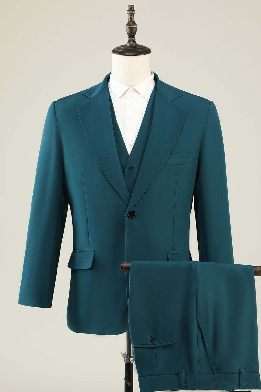 Men's Prom Suits with Dark Green Notched Lapel in 3 Pieces