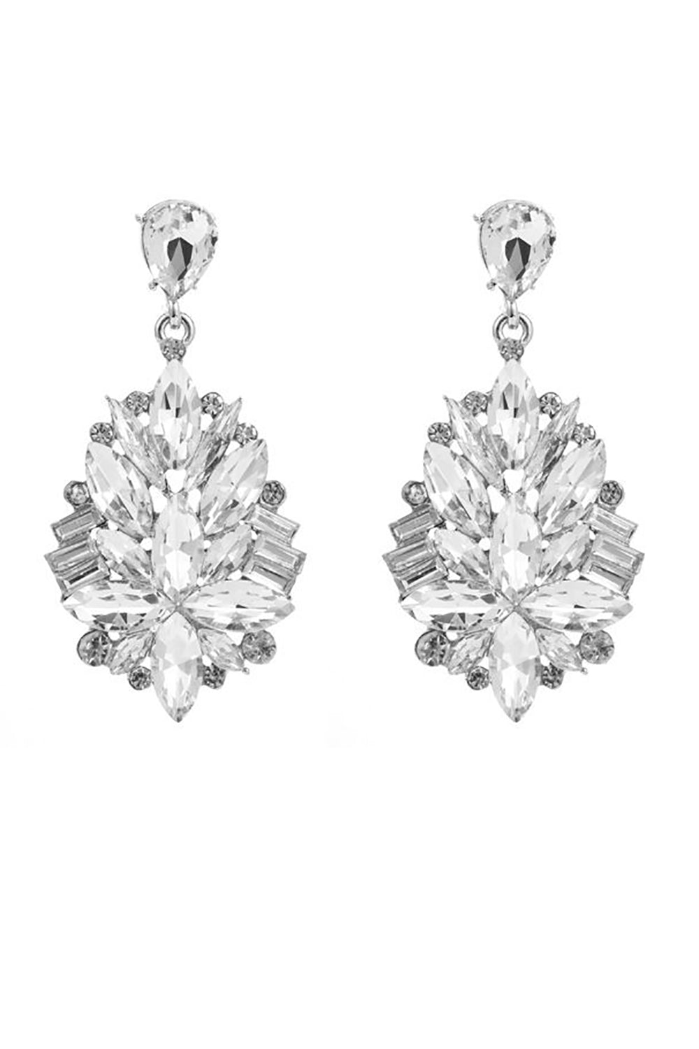 Prom Earrings with Red Rhinestones