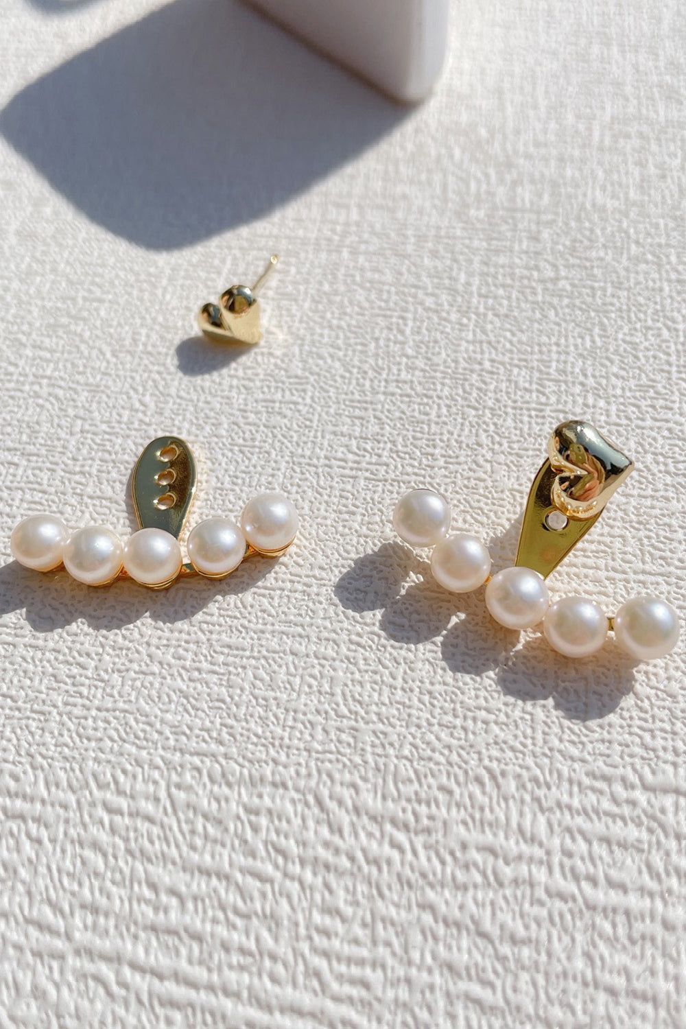 Heart Earrings with Freshwater Pearls in Natural Hues