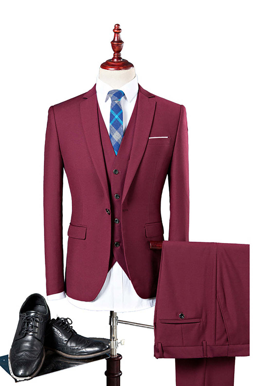 Slim Fit Navy Blue Casual Tuxedo Suit in 3 Pieces