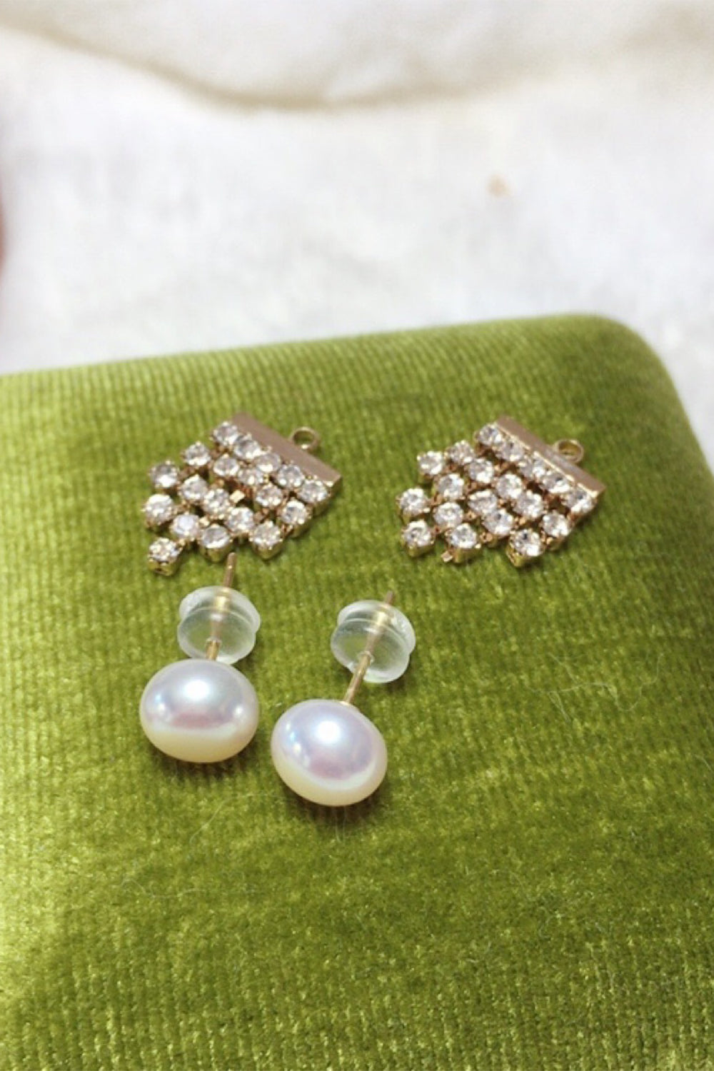 White Pearl Beaded Earrings