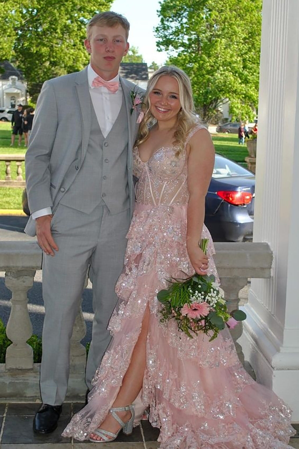 Grey Men's Prom Suits with Notched Lapel and Two Buttons