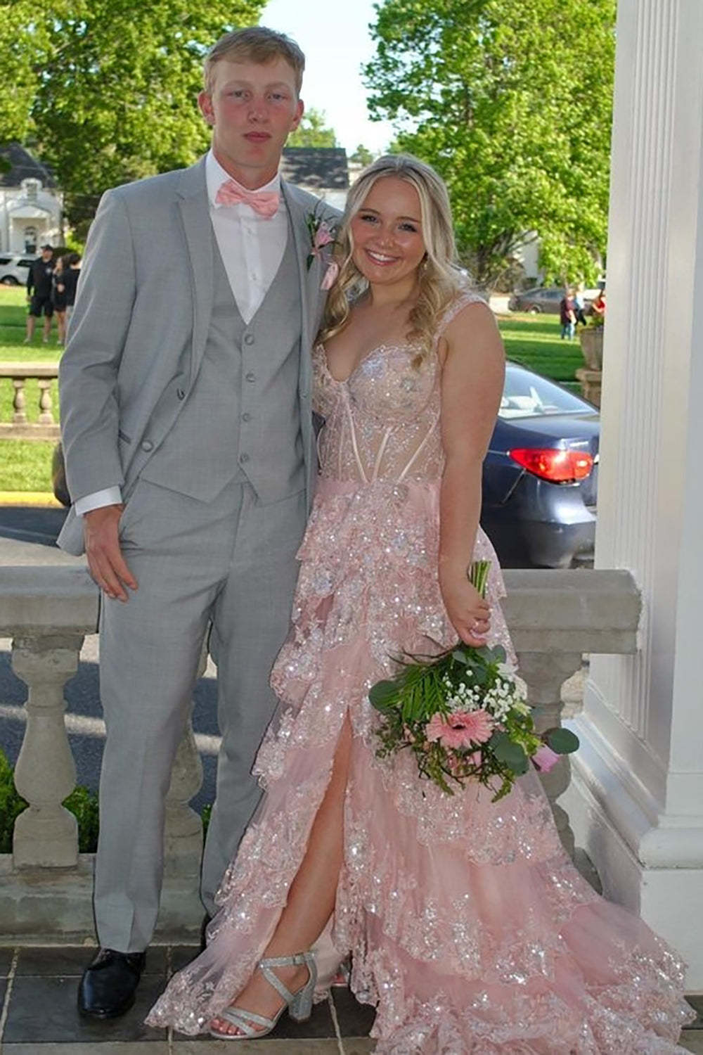 Grey Men's Prom Suits with Notched Lapel and Two Buttons